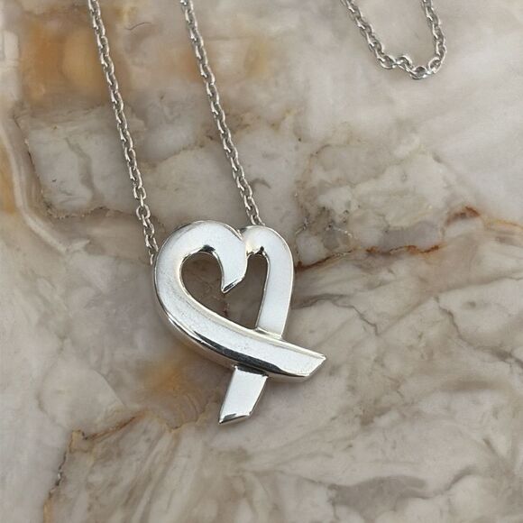 Tiffany & Co. Paloma Picasso Loving Heart Necklace Sterling Silver - Picture 1 of 8